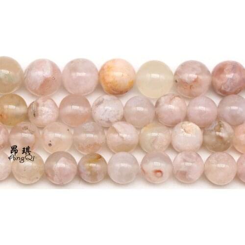 Natural cherry blossom agates round loose beads Sakura gem stone beads for jewelry making DIY charm bracelets necklaces 8 10mm