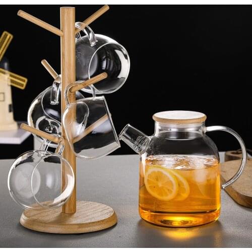 1L/1.6L transparent high borosilicate thickened glass teapot Heat-resistant cold kettle Juice kettle Cool white open tie kettle