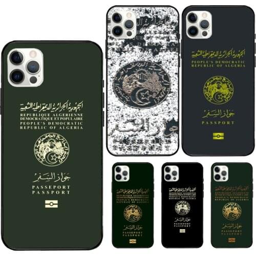 Algerian Passport For iPhone 11 12 Pro Max Mini Case Soft Cover For iPhone XR X XS Max 7 8 Plus Phone Case