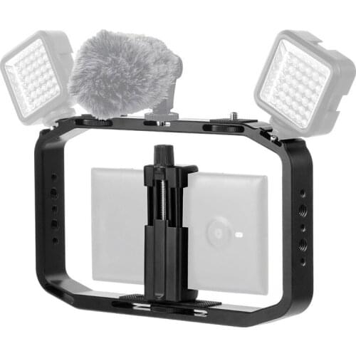 Handheld Video Rig Filmmaking Vlogging Cage Holder for DJI Osmo Action, GoPro HERO7 /6 /5 /5 Session, Micro SLR