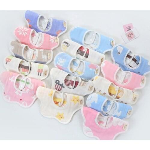Baby Bibs 360 Degree Rotation Soft Muslin Baby Kids Bandana Flower Infant Saliva Towel Baby Feeding Stuff Boy Girls Burp Cloth