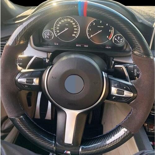 DIY Black Suede Leather Non-Slip Wear-Resistant Car Steering Wheel Cover For BMW F87 M2 F80 M3 F82 M4 M5 F12 F13 M6 F85 X5