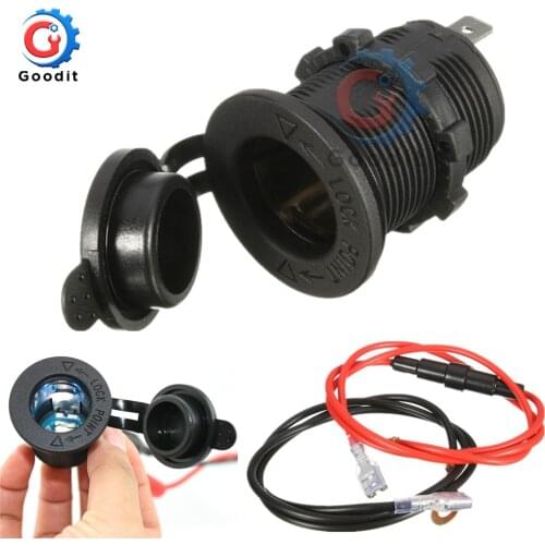 Waterproof 12V-24V Car Motorcycle Female Cigarette Lighter Power Socket Outlet with 1.5M Fuse Line Wire for GPS Cellphone MP3
