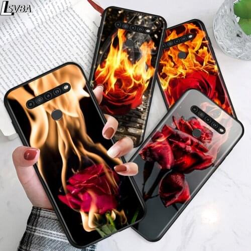 Beautiful Red Roses for LG G8 G8S G8X V30 V35 V40 V50 V60 ThinQ Q60 K40 K50 K51 K61 K71 K92 K62 Soft Black Phone Case