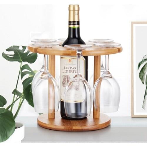Creative Wine Glass Drying Rack Bamboo Storage Shelf Bottle Display Holder Office Home Kitchen Supplies WJ506