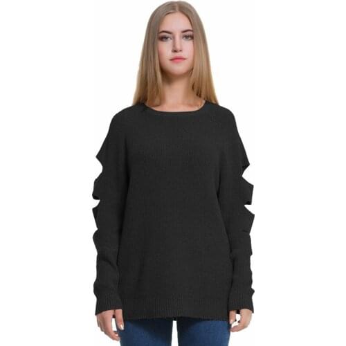 Sweaters Fashion 2020 Pullover Women Sweater Hole Solid Color Sweater Women Loose Lazy Sweaters Winter Clothes Women DD2435