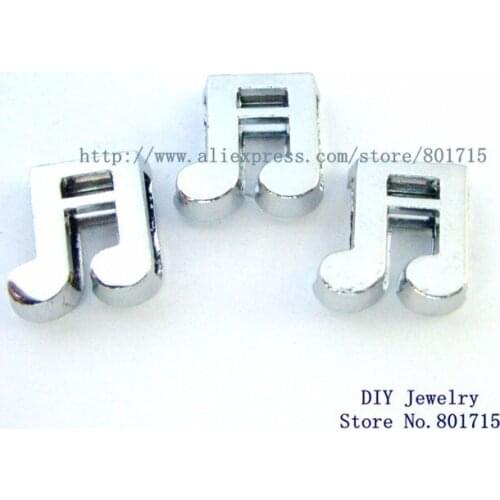 Music Design wholesales 50pcs Slide charms Internal Dia.:8mm Can through 8mm band pet collar key chain zinc alloy