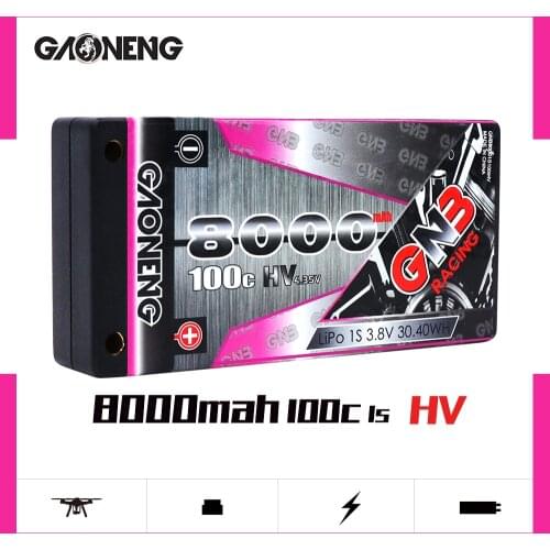 Gaoneng GNB 8000mAh 1S HV 4.35V 100C Hardcase LiPo Battery Pack 4.0 Bullet Deans XT60 Plug for 1/12 RC Car Racing Boat Parts