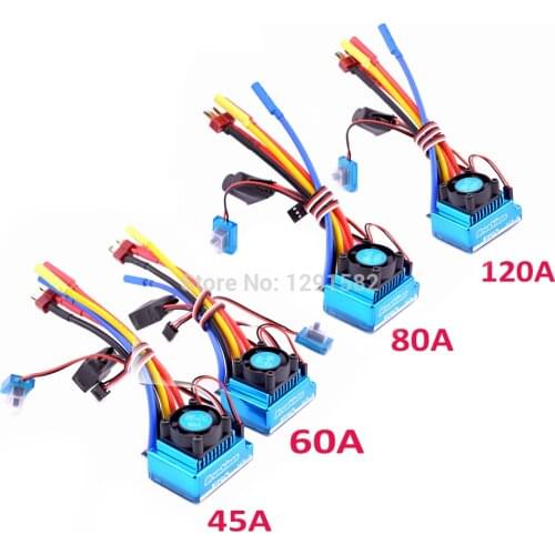 New 45A 60A 80A 120A Brushless ESC sensorless Electric Speed Controller Dust-proof for 1:10 1/10 RC Car