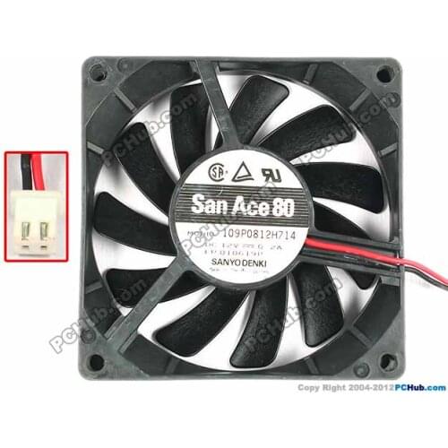 Sanyo Denki 109P0812H714 Server Cooling Fan DC 12V 0.2A 80x80x15mm 2-wire