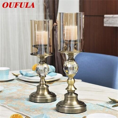 OUFULA Candle Table Lamp Crystal Contemporary Retro Decoration Luxury Desk Light For Home