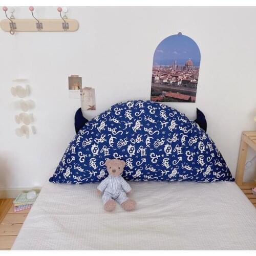 Horned Semi-Circular Bedside Pillow for Children and Adults Soft Backrest Cushion for Reading in the Bedroom