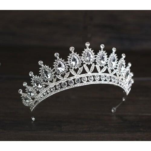 Handmade Luxury Rhinestone Crystal Crown Silver Color Tiaras Wedding Crown Headband Bridal Hair Accessories Party Princess Crown