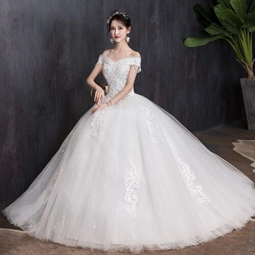 Luxury Wedding Dress New Bridal Dress Ball Gowns Embroiery Dream Simple Satin Wedding Dresses Lace Up Vestido De Noiva