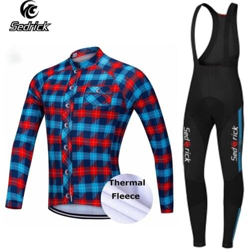 Sedrick Men Thermal Fleece Cycling Jersey Set Pro Mountain Bike Clothes Road Bicycle Wear Maillot Ropa Ciclismo Warm Cycling Set