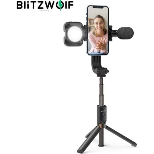 BlitzWolf BW-BS15 Tripod Selfie Stick with Fill Light with Microphone Wireless Reomote Control Selfie Stick for Live Vlog