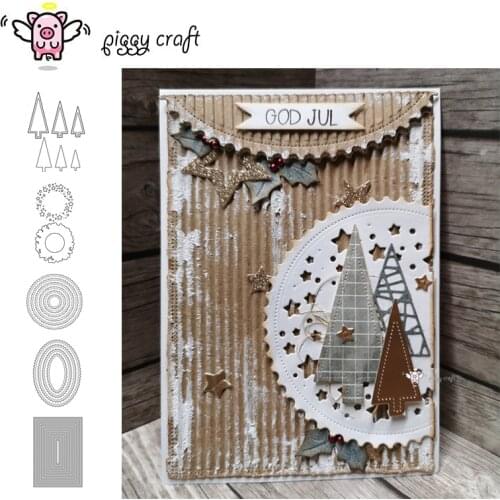 Piggy Craft metal cutting dies cut die mold Christmas tree ring frame Scrapbook paper craft knife mould blade punch stencils die