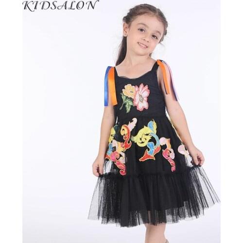 Girls Party Dress Toddler Clothing Flower Embroidery Kids Dresses for Girls Summer Clothes Princess Lace Dress Children Vestidos