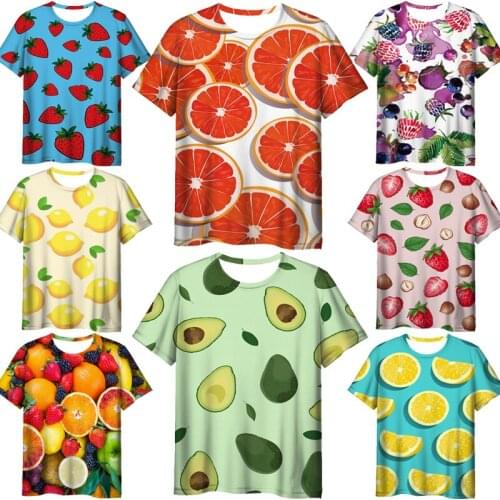 Unisex Funny Fruits T-shirts Summer Female Short Sleeves Tshirts Women Strawberry Apple Lemon Avocado 3D Print T Shirts Camiseta