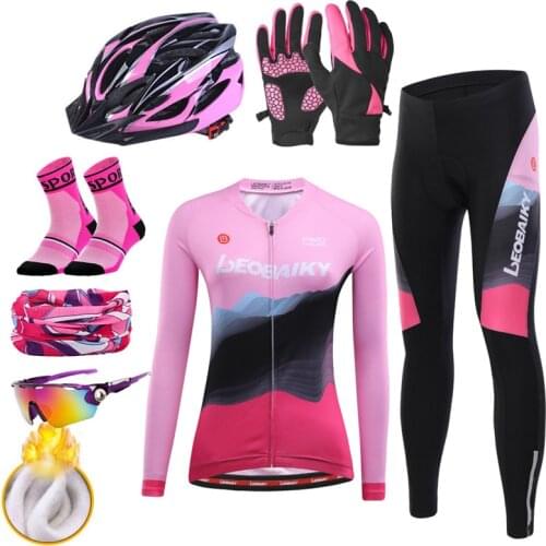 Pro Team Cycling Jersey Set Women Mountain Bike Clothing Bicycle Clothes Winter Thermal Outdoor Keep Warm Cycle Accessories 2020