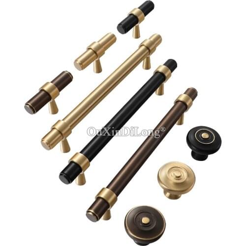 1PCS American Solid Brass Furniture Handles Wardrobe Pens Drawer Pulls Minimalism T-bar Cabinet Knobs Hardware GF455