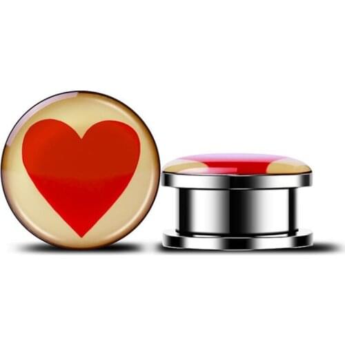 2PCS plugs for ears Tunnels Piercing Stainless Steel heart Gauge Body Jewelry earring