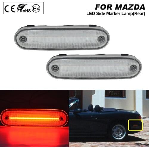 2Pcs FOR Mazda Miata MX-5 NA NB 1990 91 92 93 94 95 96 97 98 99 2000 01 02 03 04-2005 Clear Rear LED Side Marker Light Lamp Red