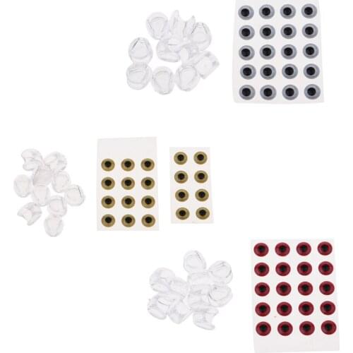 20pcs 3D Fly Tying Jig Crafts Doll Fishing Lure Eye 10pcs Fishing Head Waterproof Fishing Eyes Replacement Tackles