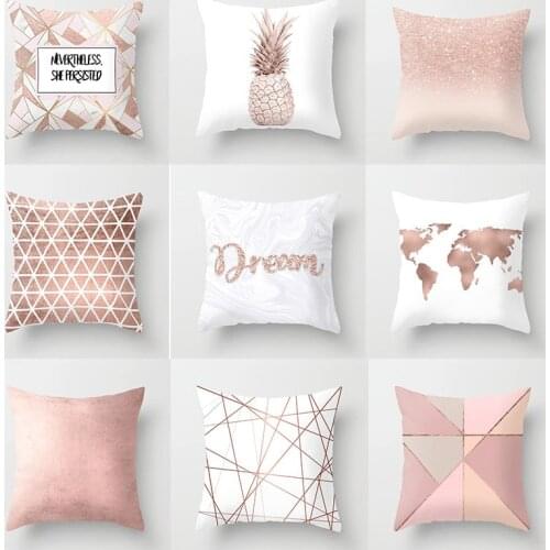 2021 Pink Pillow Home Decor40*4045*45cmModern Minimalist Decorative Pillowcases Geometric Plant Plush Chair Sofa Cushions