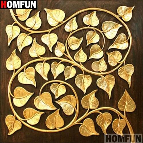 HOMFUN Full Square/Round Drill 5D DIY Diamond Painting "Golden leaves" 3D Embroidery Cross Stitch 5D Decor Gift A13229