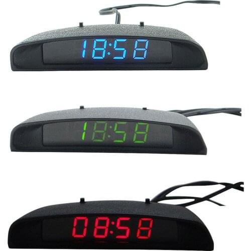 3 in 1 Auto Car Digital LED Electronic Clock Thermometer Voltmeter Decoration