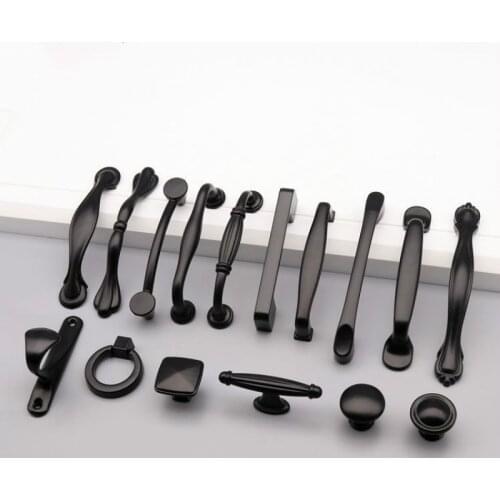 Black drawer knobs furniture handles dresser knobs 96/128mm drawer handle modern door knob for kitchen cabinet Aluminum