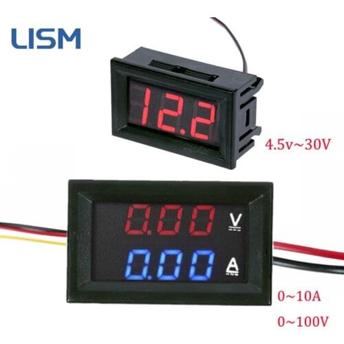 DC 0-100V 10A Digital Voltmeter Ammeter Dual Display Voltage Detector Current Meter Panel Amp Volt Detector Tester Monitor Panel