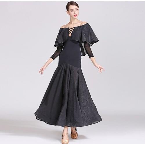 Elegant Ballroom Dance Dress Women Mesh Tango Dancer Outfit Long Dress Designer Clothes Stage Costume Modern Dancewear JL2702