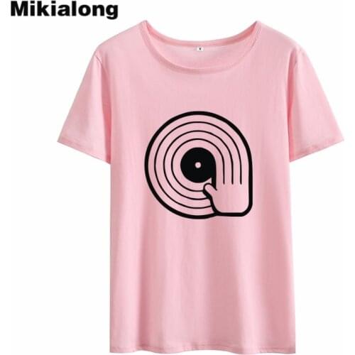Mikialong Music DJing Punk Rock Tshirt Women 2018 Summer Short Sleeve Cotton T-shirt Women Casual Loose Tee Shirt Femme Tops