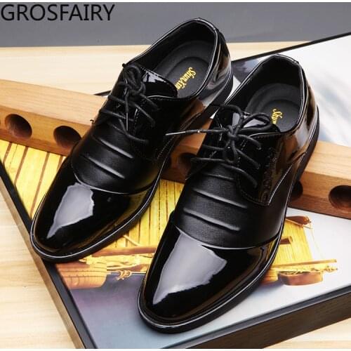 Мужские кожаные туфли Grosfairy China At AliExpress
