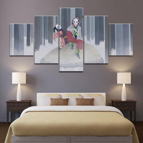 Canvas Paintings Demon Slayer Sabit 5 Pcs HD Swordsman Anime Boy Picture Comics Wall Art Modular Print Home Decor Poster