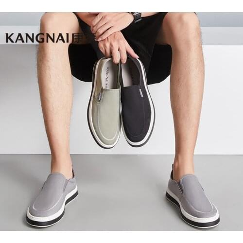 KANGNAI Sneakers Men Casual Shoes Comfortable Slip-On Canvas Male Flats Spring Summer Driving Shoes