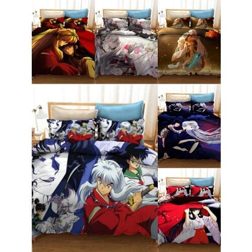 3D Anime Inuyasha Printed Bedding Set Duvet Covers Pillowcases Comforter Bedding Set Bedclothes Bed Linen
