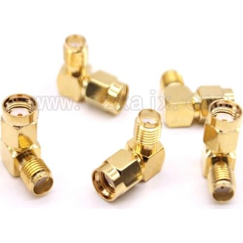 JX connector wholesale 100PCS SMA to SMA connector SMA female to RP-SMA male 90 degree right angle adapter screw the needle