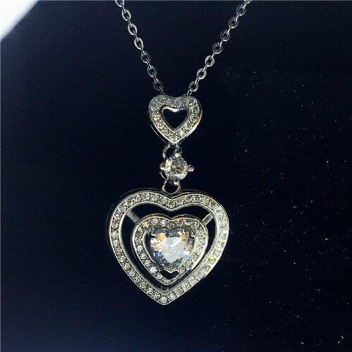 Eternal Heart Shape Pendant AAAAA zircon cz 925 sterling silver Engagement Wedding Pendants with necalace for women Jewelry