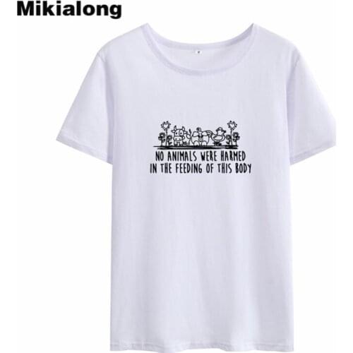 Mikialong No Animals Were Harmed Kawaii T Shirt Women 2018 Summer Short Sleeve Tshirt Women Tops Casual Cotton Tee Shirt Femme