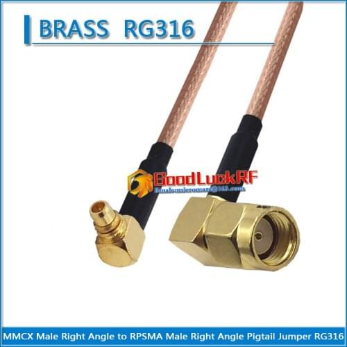 MMCX Male Right Angle 90 Degree to RP-SMA RP SMA Male Right Angle Plug Coaxial Pigtail Jumper RG316 extend Cable Tpye L Low Loss