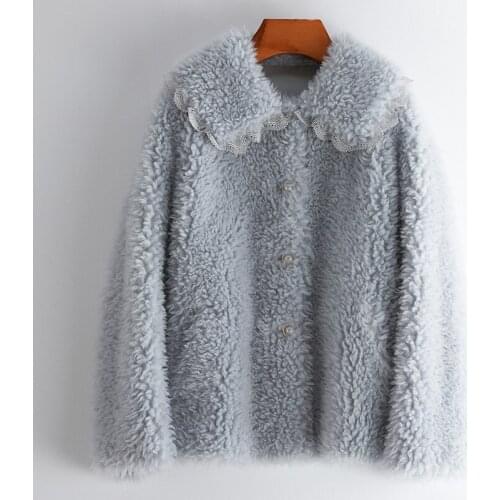 Fashion Korean Simple 100% Genuine Wool Female Jacket Vintage Elegant Womens Coats Warm Womens Clothing Manteau Femme Zjt1595