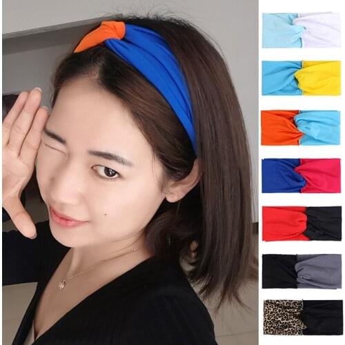Fashion Splicing Women Headband Soft Cross Knot Elastic Girls Hair Bands Turban Wide Ladies Hair Accessories Headwrap