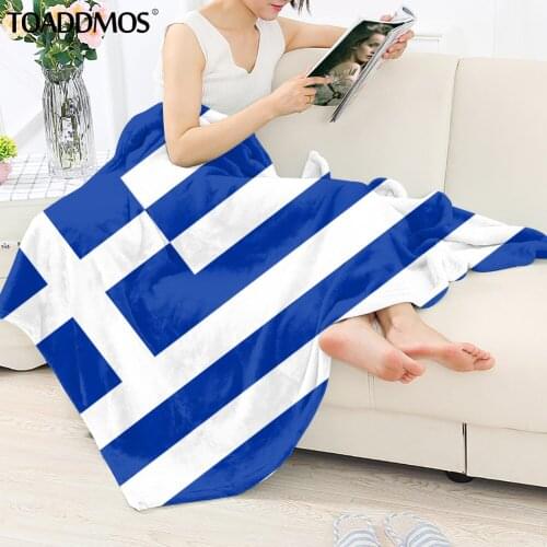 TOADDMOS Flag of Greece Design Soft Fleece Blanket Comfort Thin Quilt Sofa Nap Throw Blanket Warm Knee Blanket Bedding manta