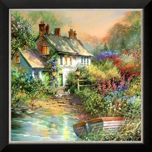 Waterside house 2016 home Decor counted14ct white canvas similar DMC Cross Stitch kits14ct needlework Set DIY embroidery