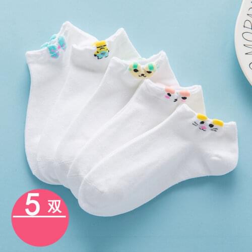 5Pairs/set woman boat socks COTTON SOLID color black/white/gray/multicolor fashion for summer/spring