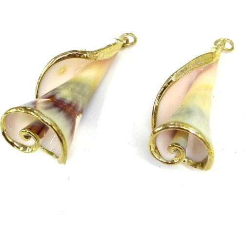 New 5PCS Natural Conch Shell Necklace Pendant Natural Shell Pendant for Jewelry Making DIY Necklace Size 12x25mm