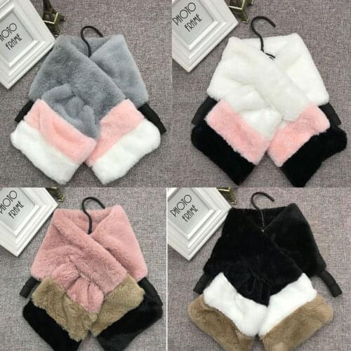New Fashion Woman Kids Monther and Daughter Winter Warm Wrap Faux Fur Scarves Gift Stylish Ladies Girls Patchwork Scarf